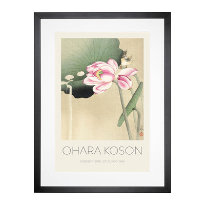 Songbird & Lotus Print By Ohara Koson Framed Print Main Image