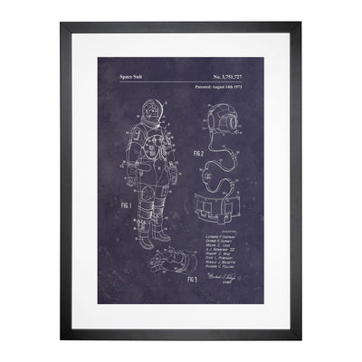 Space Suit Patent Dark Framed Print Main Image