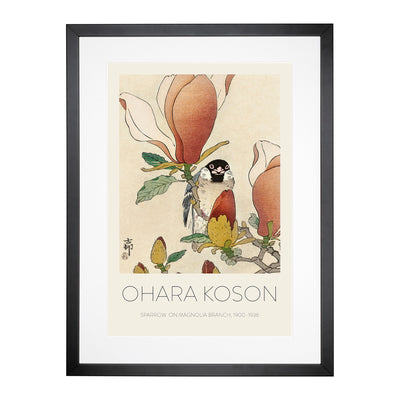 Sparrow Bird Upon Magnolia Branch Print By Ohara Koson Framed Print Main Image