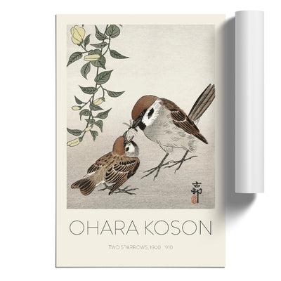 Sparrow Birds & Plants Print By Ohara Koson