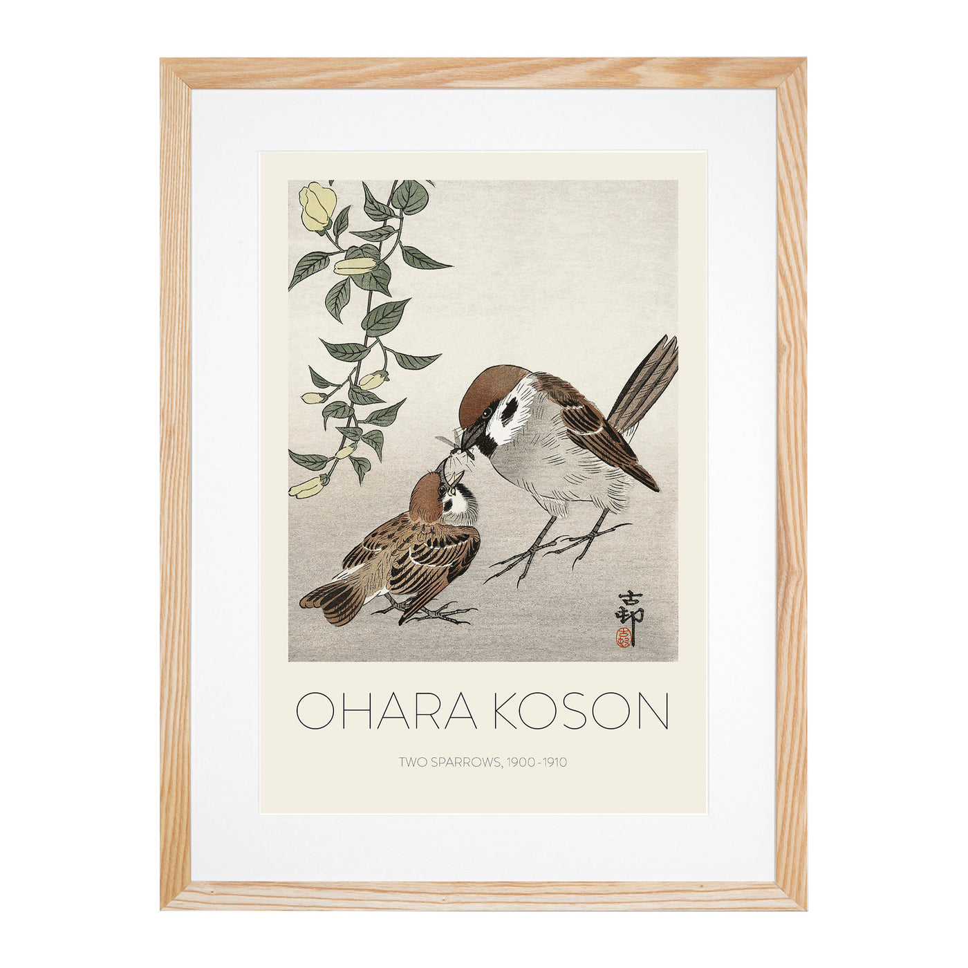 Sparrow Birds & Plants Print By Ohara Koson