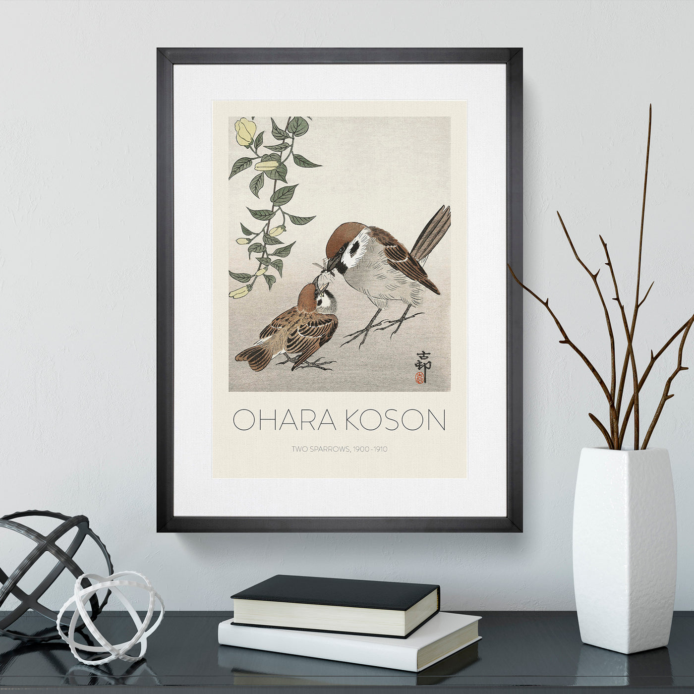 Sparrow Birds & Plants Print By Ohara Koson