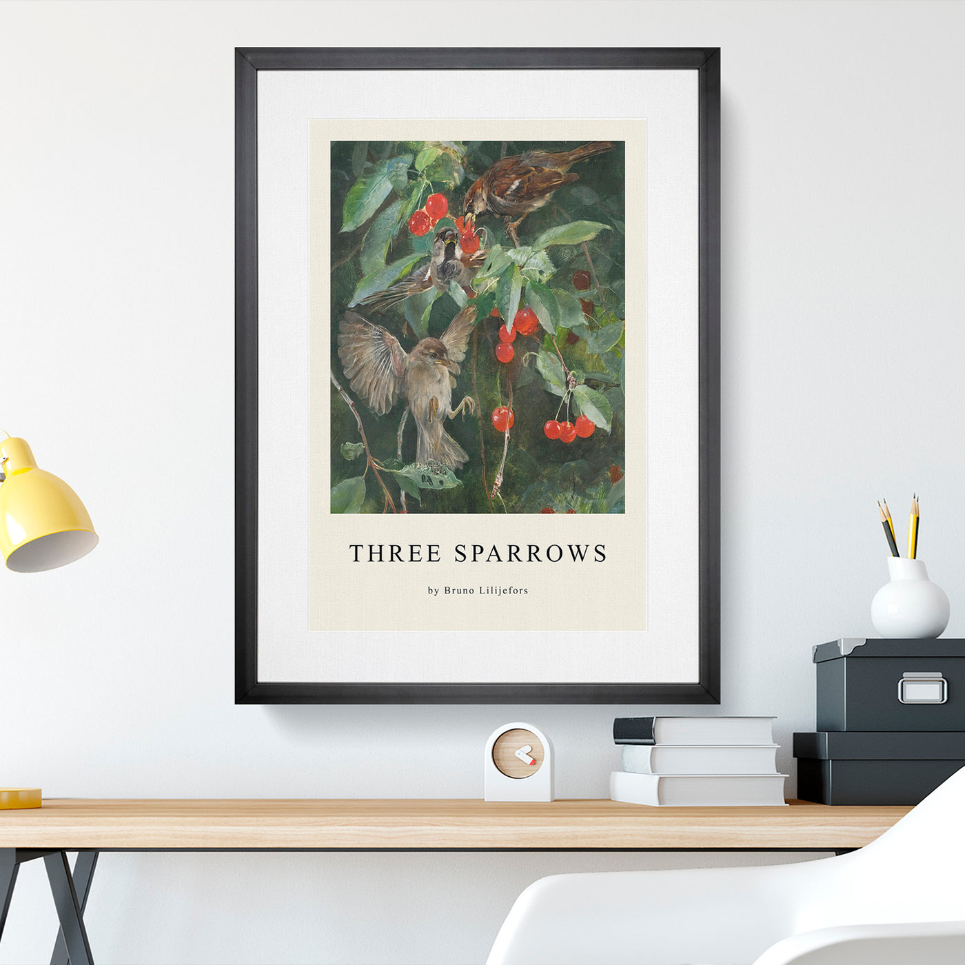 Sparrows In A Cherry Tree Print By Bruno Liljefors