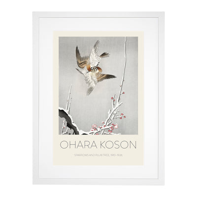 Sparrows & Plum Tree Print By Ohara Koson