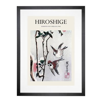 Sparrows And Camellias Print By Utagawa Hiroshige Framed Print Main Image