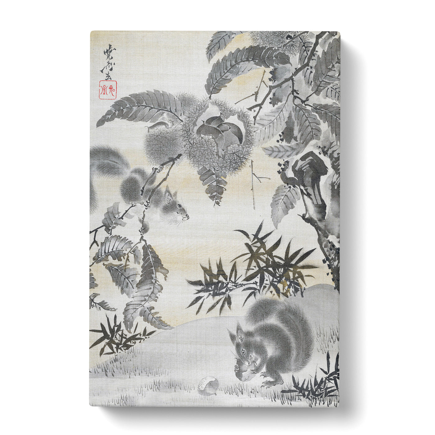 Sqirrels Gathering Chestnuts By Kawanabe Kyosai Canvas Print Main Image