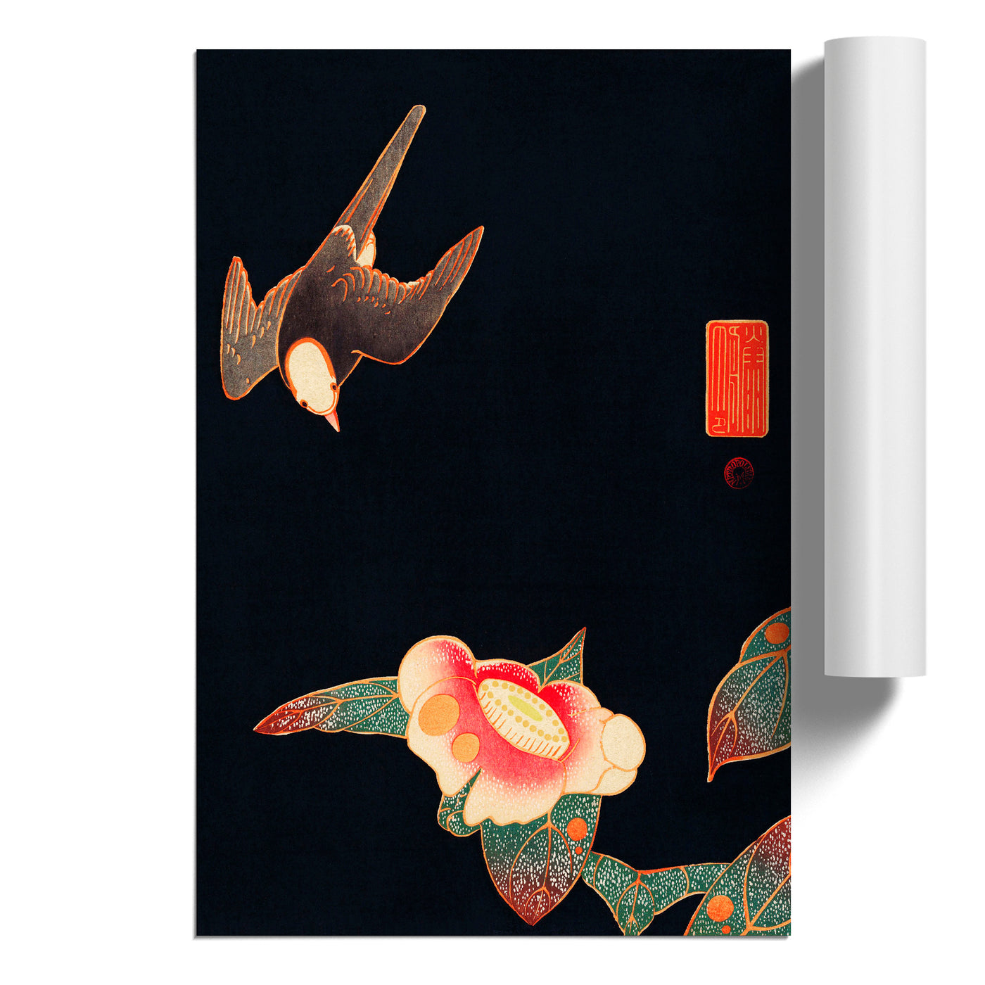 Swallow & Camellia By Ito Jakuchu