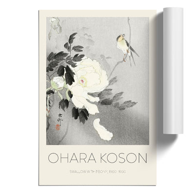 Swallow With Peony Print By Ohara Koson