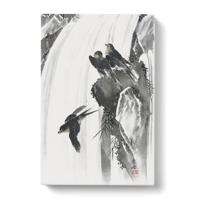 Swallows By A Waterfall By Kawanabe Kyosai Canvas Print Main Image