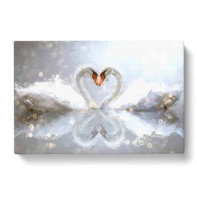 Swans Forming A Love Heart In Abstract Canvas Print Main Image