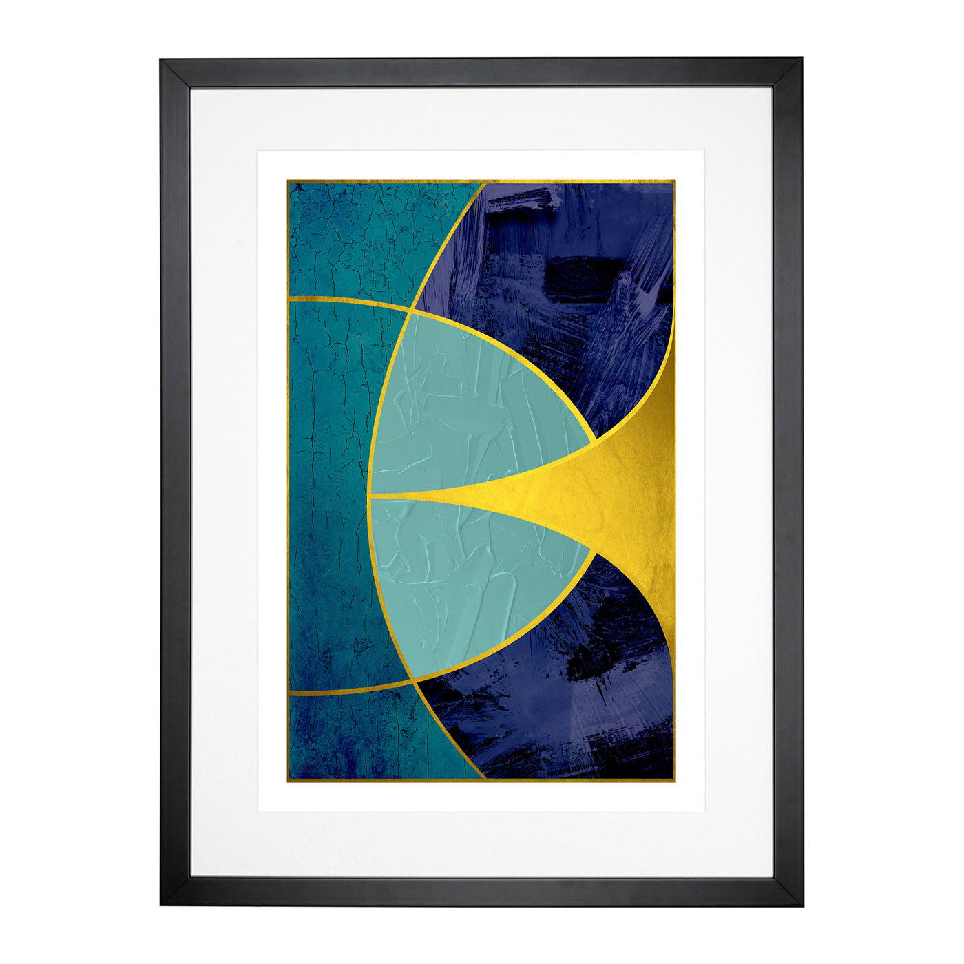 Sweeping Forms Blue Gold Framed Print Main Image