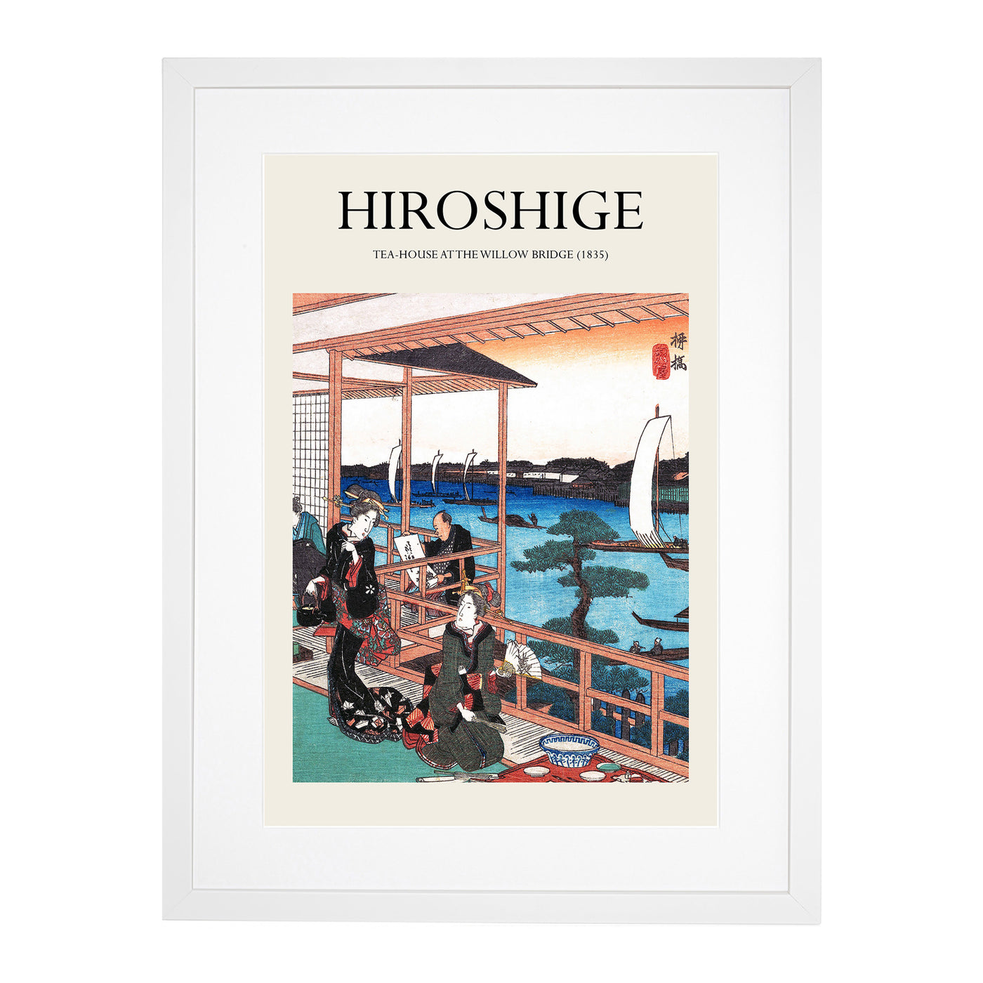 Tea House At The Willow Bridge Print By Utagawa Hiroshige