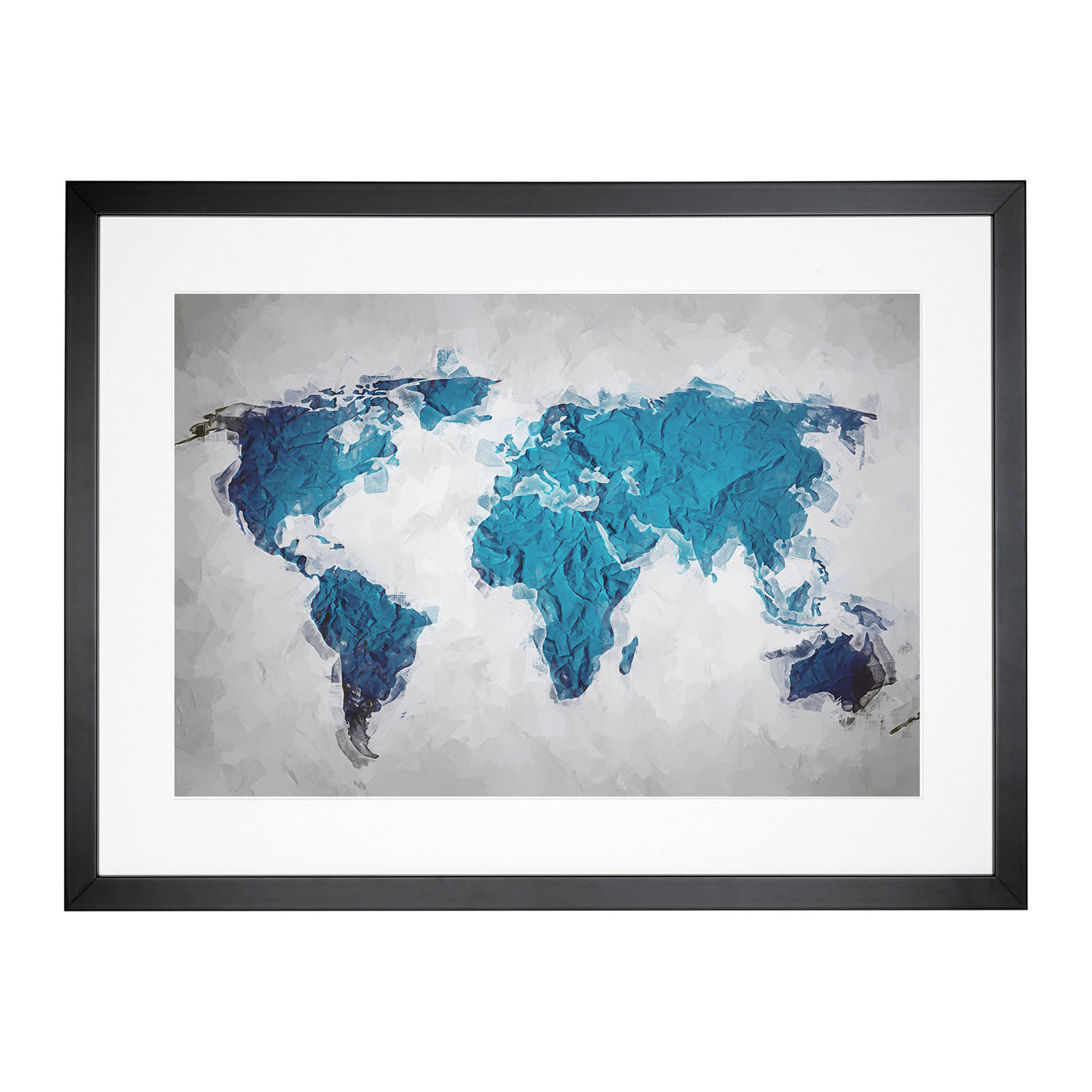 Teal Blue Map Of The World