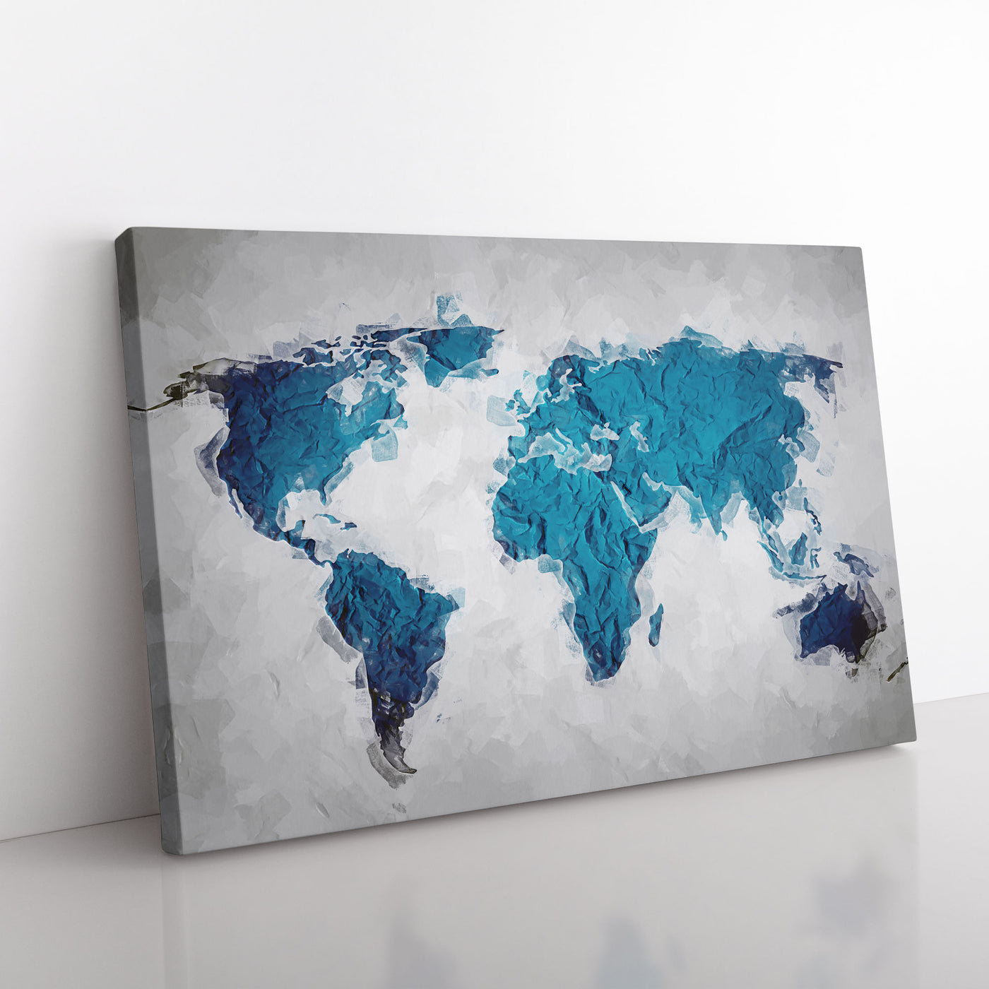 Teal Blue Map Of The World