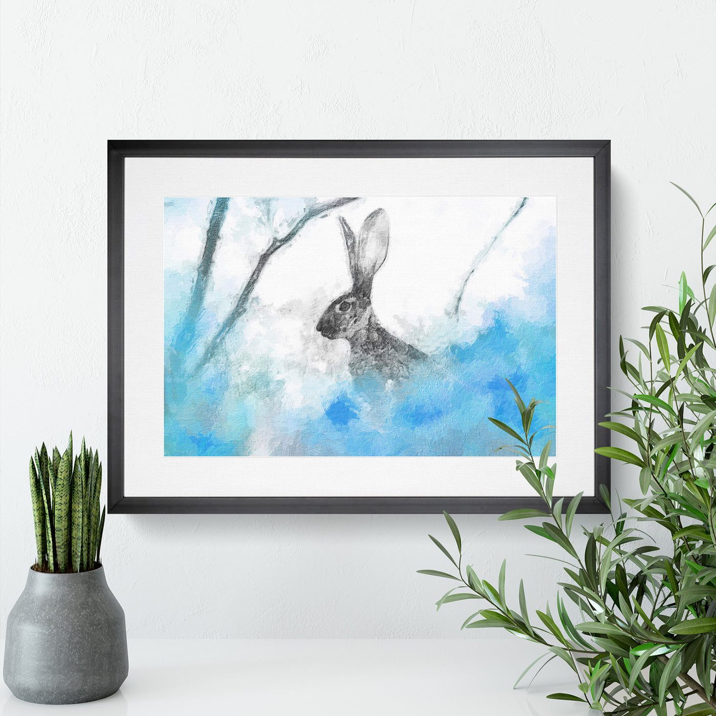 The Alert Hare in Blue