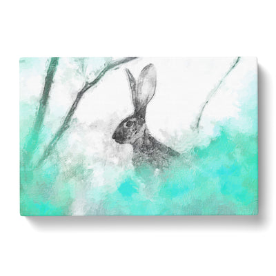 The Alert Hare in Green Canvas Print Main Image