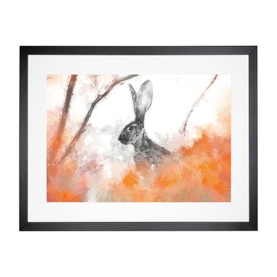 The Alert Hare in Orange Framed Print Main Image