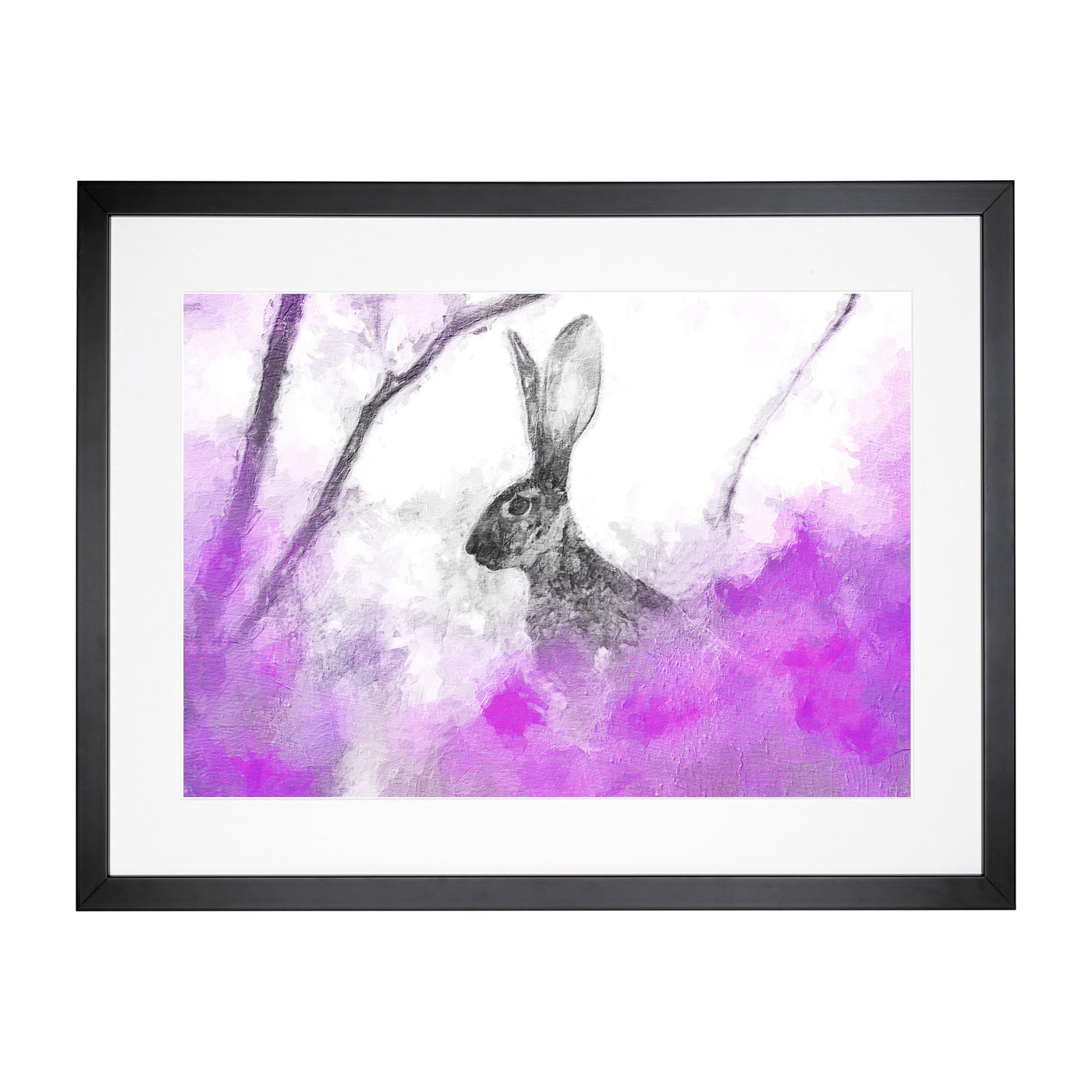 The Alert Hare in Pink Framed Print Main Image