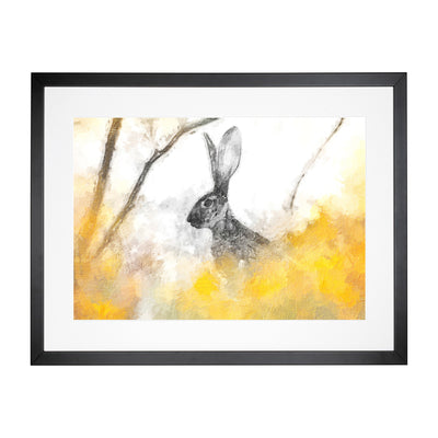 The Alert Hare in Yellow Framed Print Main Image