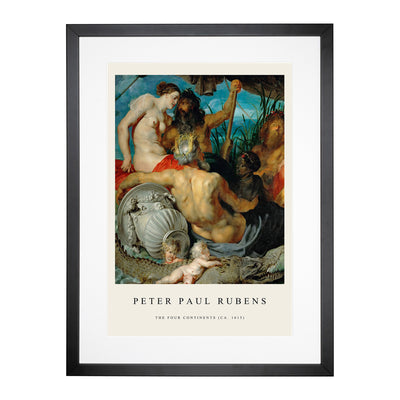 The Four Continents Print By Peter Paul Rubens Framed Print Main Image