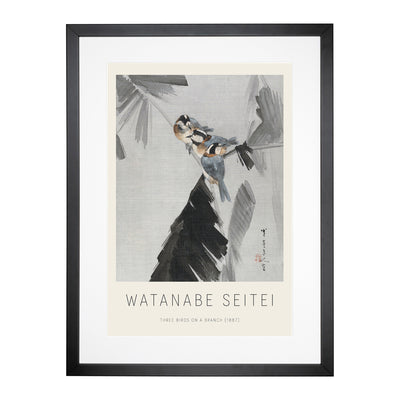 Three Birds On A Branch Print By Watanabe Seitei Framed Print Main Image