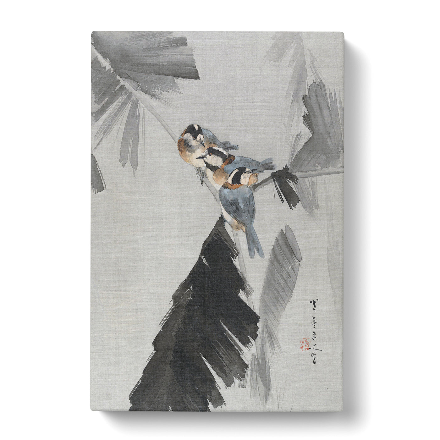 Three Birds On A Branch By Watanabe Seitei Canvas Print Main Image