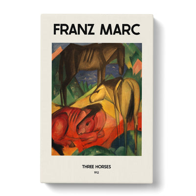 Three Horses Print By Franz Marc Canvas Print Main Image