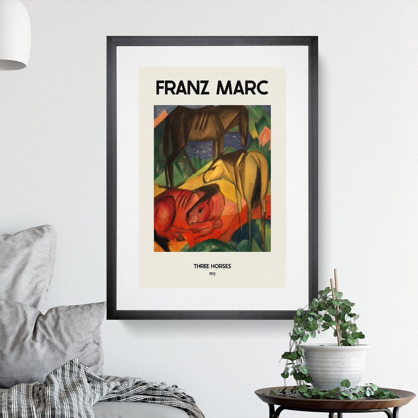 Three Horses Print By Franz Marc