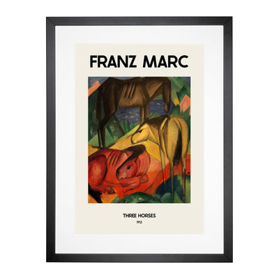 Three Horses Print By Franz Marc Framed Print Main Image