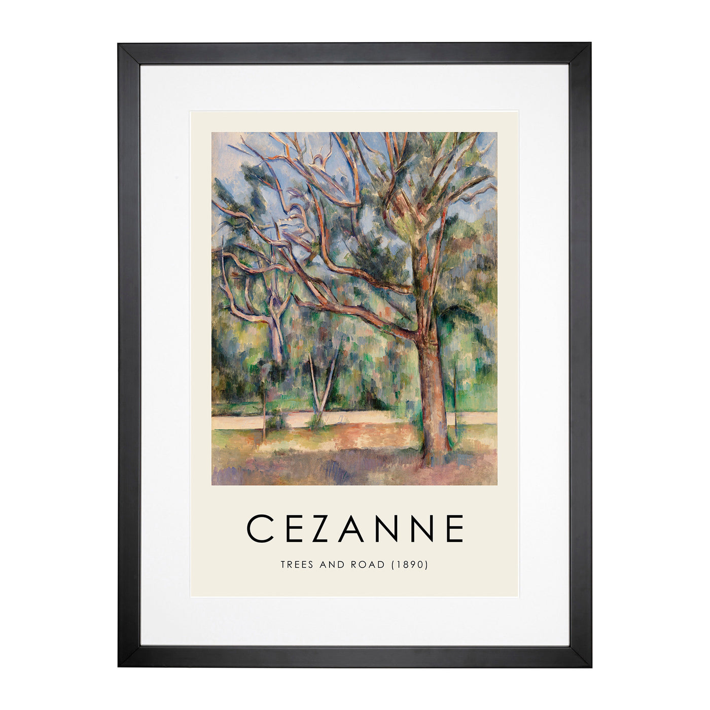 Trees And Road Print By Paul Cezanne Framed Print Main Image