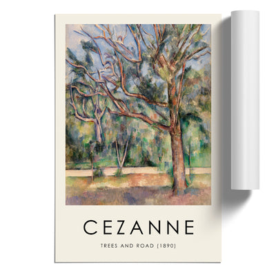 Trees And Road Print By Paul Cezanne