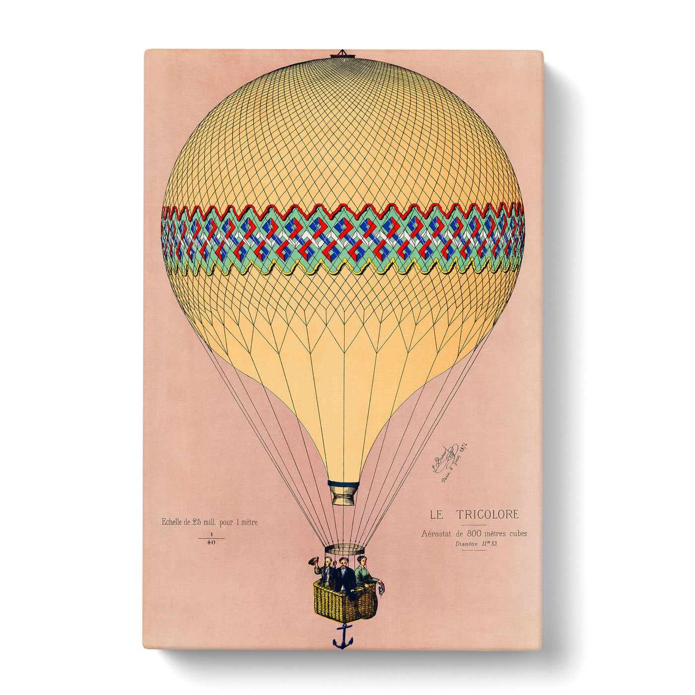 Tri Colour Hot Air Balloon In Pariscan Canvas Print Main Image