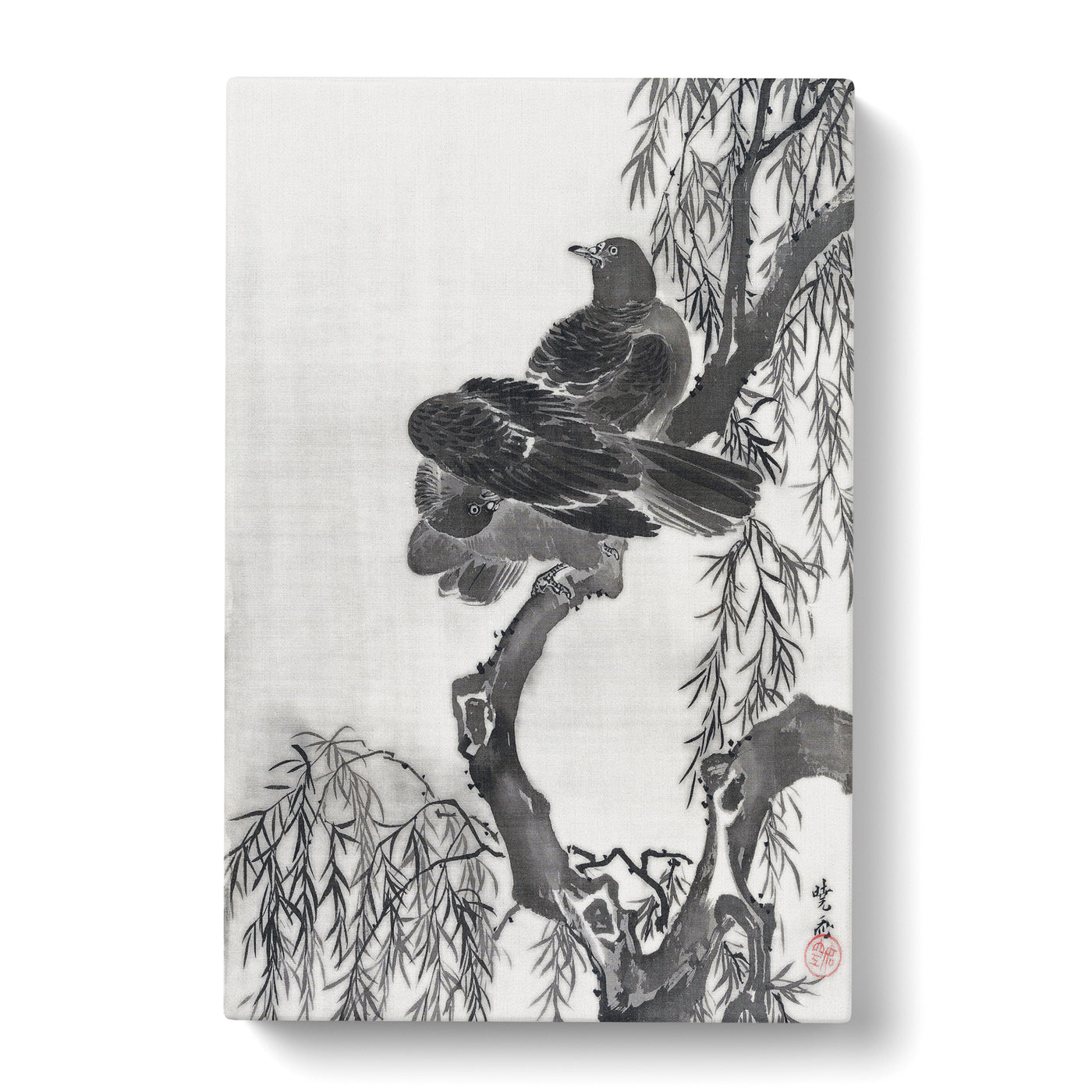 Two Birds On A Branch By Kawanabe Kyosai Canvas Print Main Image