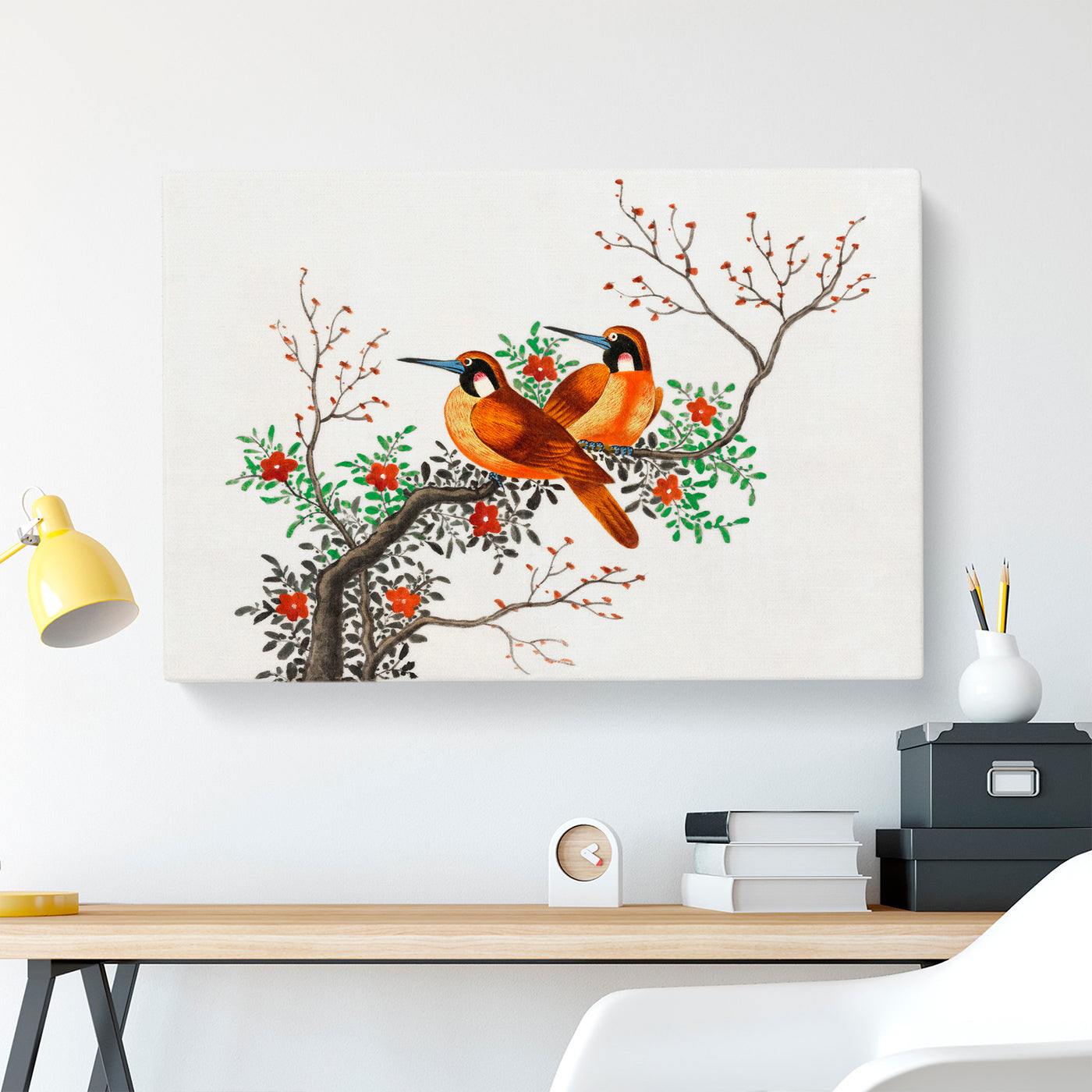 Two Birds On A Flowering Tree