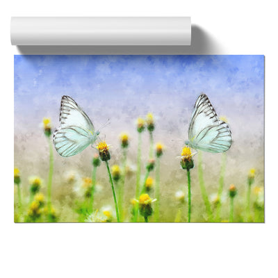 Two Butterflies Upon Yellow Flowers