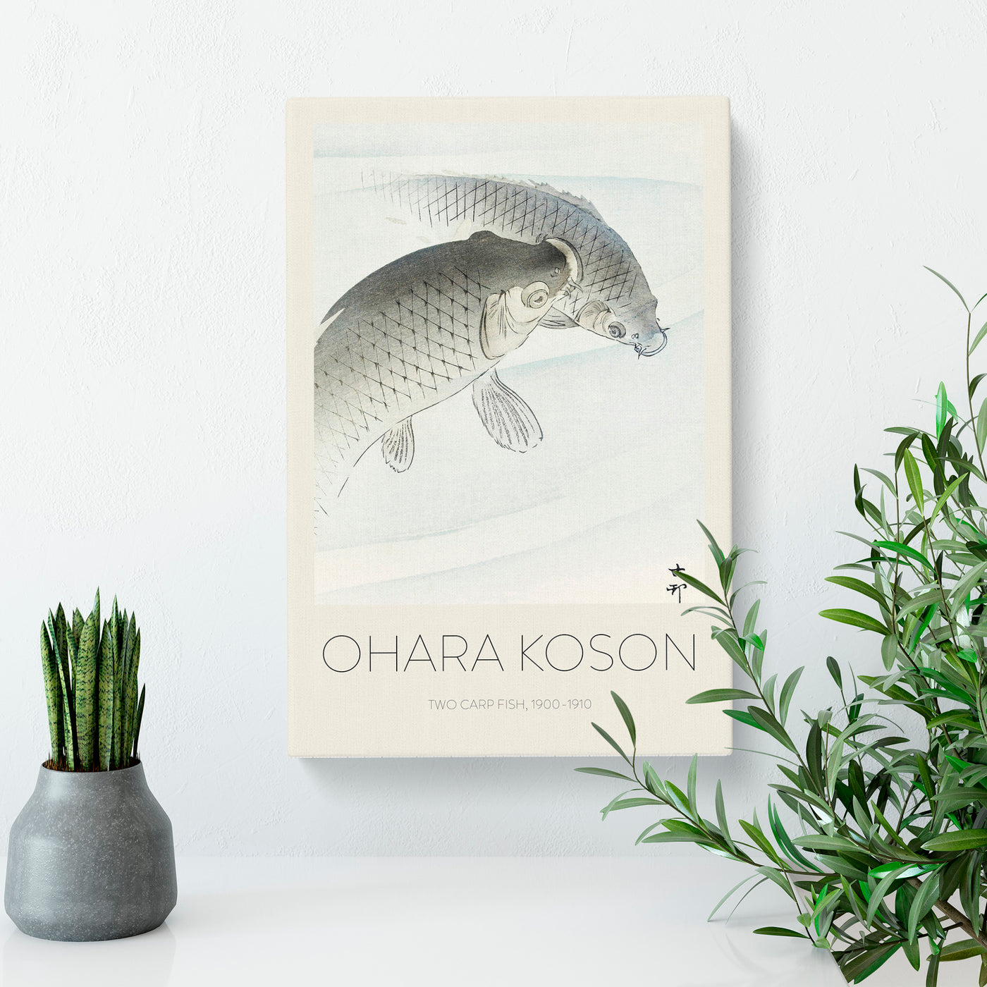 Two Carps Print By Ohara Koson