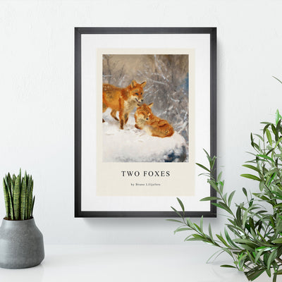 Two Foxes Print By Bruno Liljefors