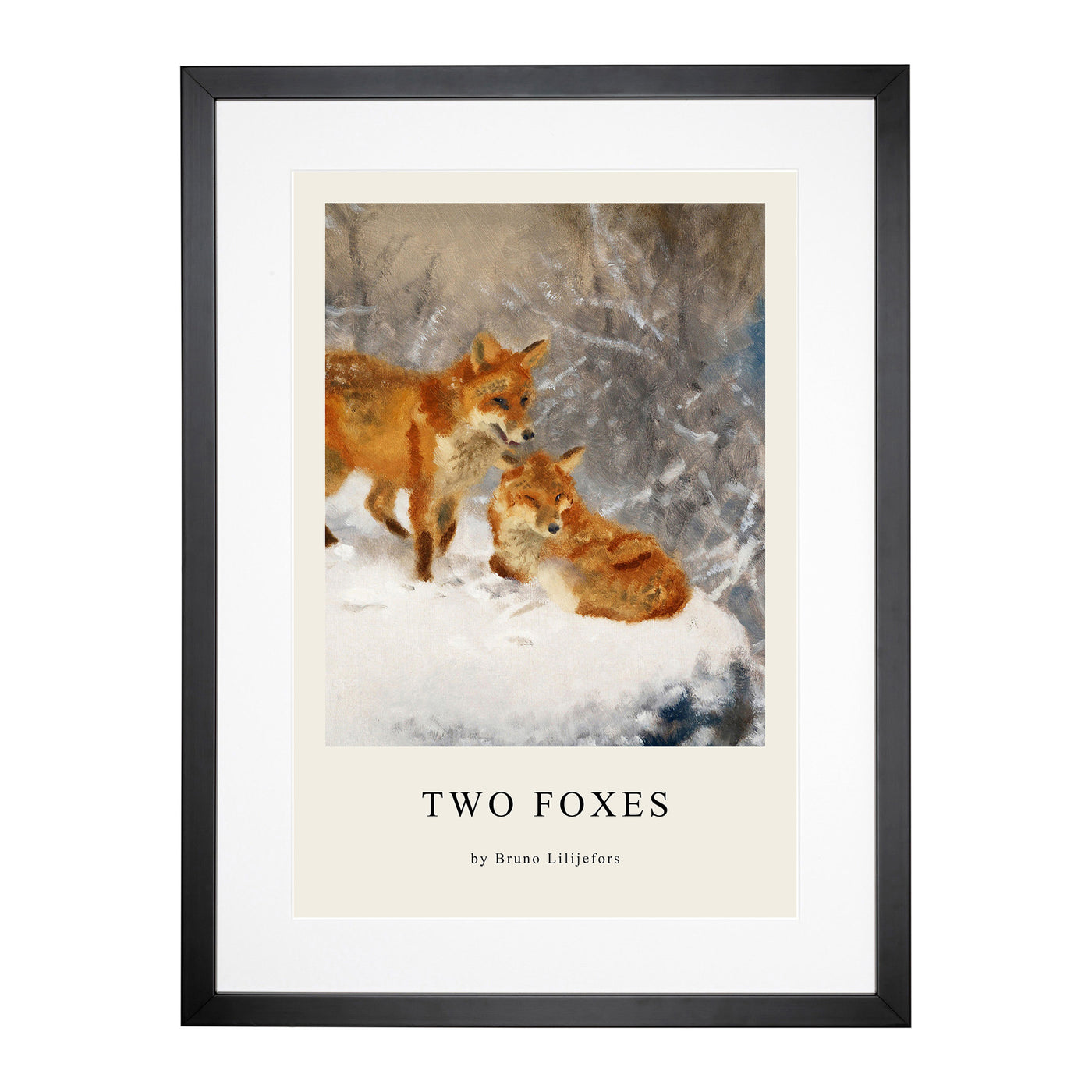 Two Foxes Print By Bruno Liljefors Framed Print Main Image