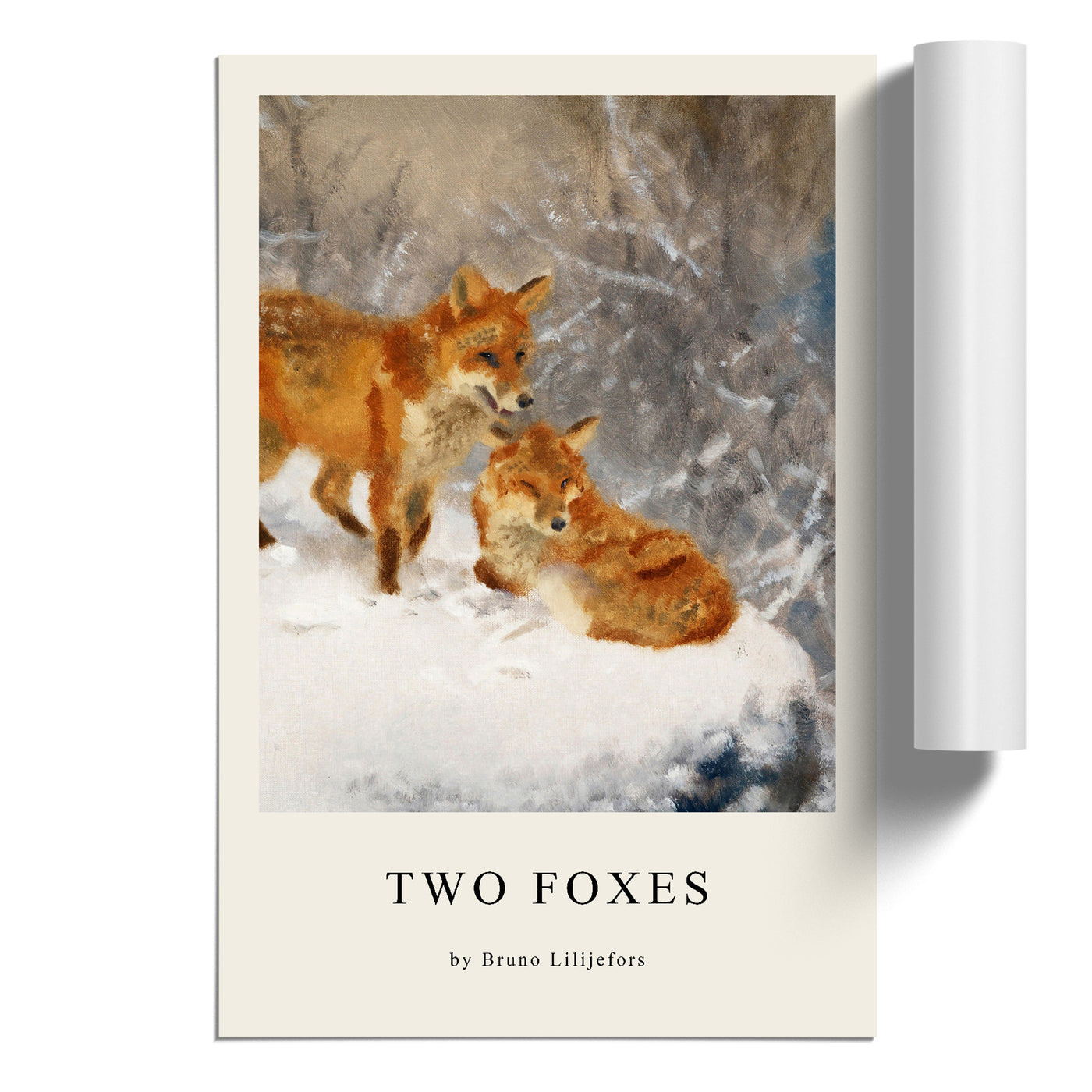 Two Foxes Print By Bruno Liljefors