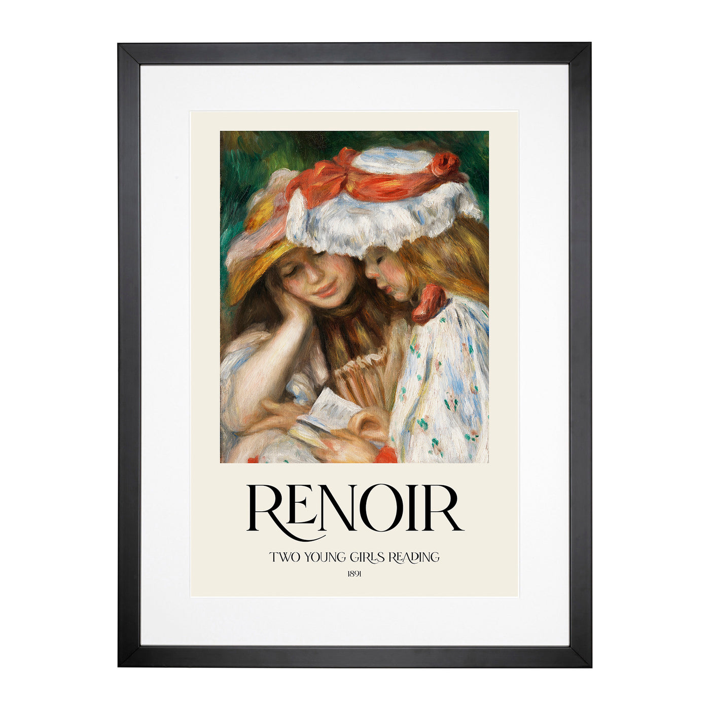 Two Girls Reading Print By Pierre-Auguste Renoir Framed Print Main Image