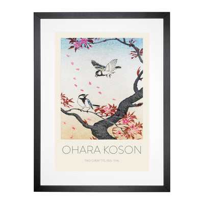 Two Great Tits On Blossom Tree Print By Ohara Koson Framed Print Main Image