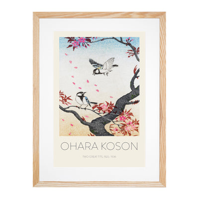 Two Great Tits On Blossom Tree Print By Ohara Koson