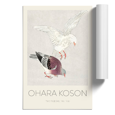 Two Pigeons Print By Ohara Koson