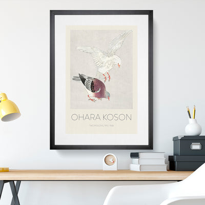 Two Pigeons Print By Ohara Koson