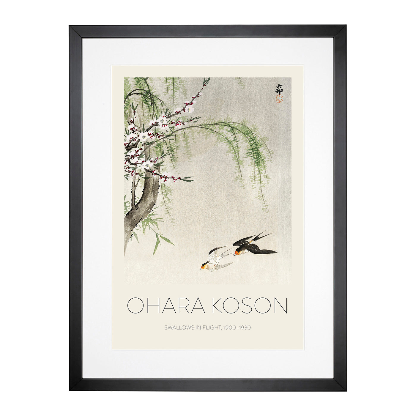 Two Swallows In Flight Print By Ohara Koson Framed Print Main Image