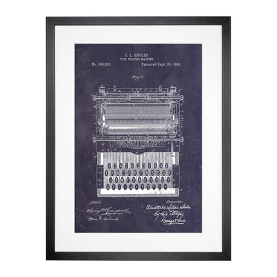 Typewriter Patent Dark Framed Print Main Image