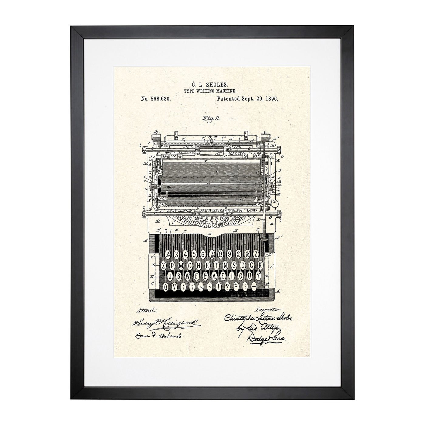 Typewriter Patent Framed Print Main Image
