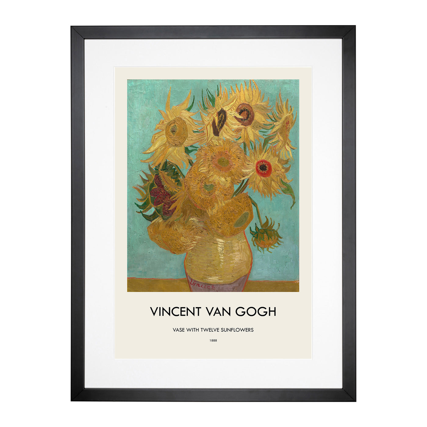 Vase With Twelve Sunflowers Print By Vincent Van Gogh Framed Print Main Image