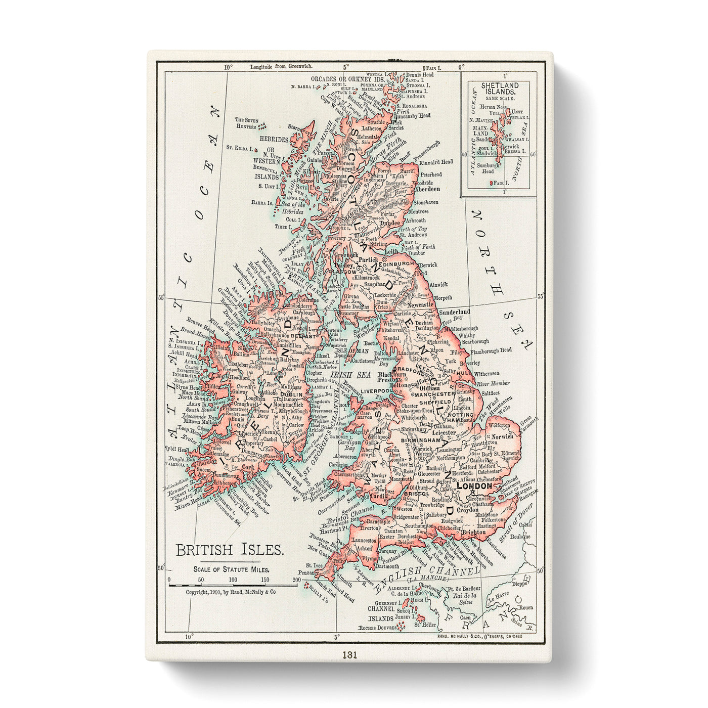 Vintage Map Of The British Islescan Canvas Print Main Image