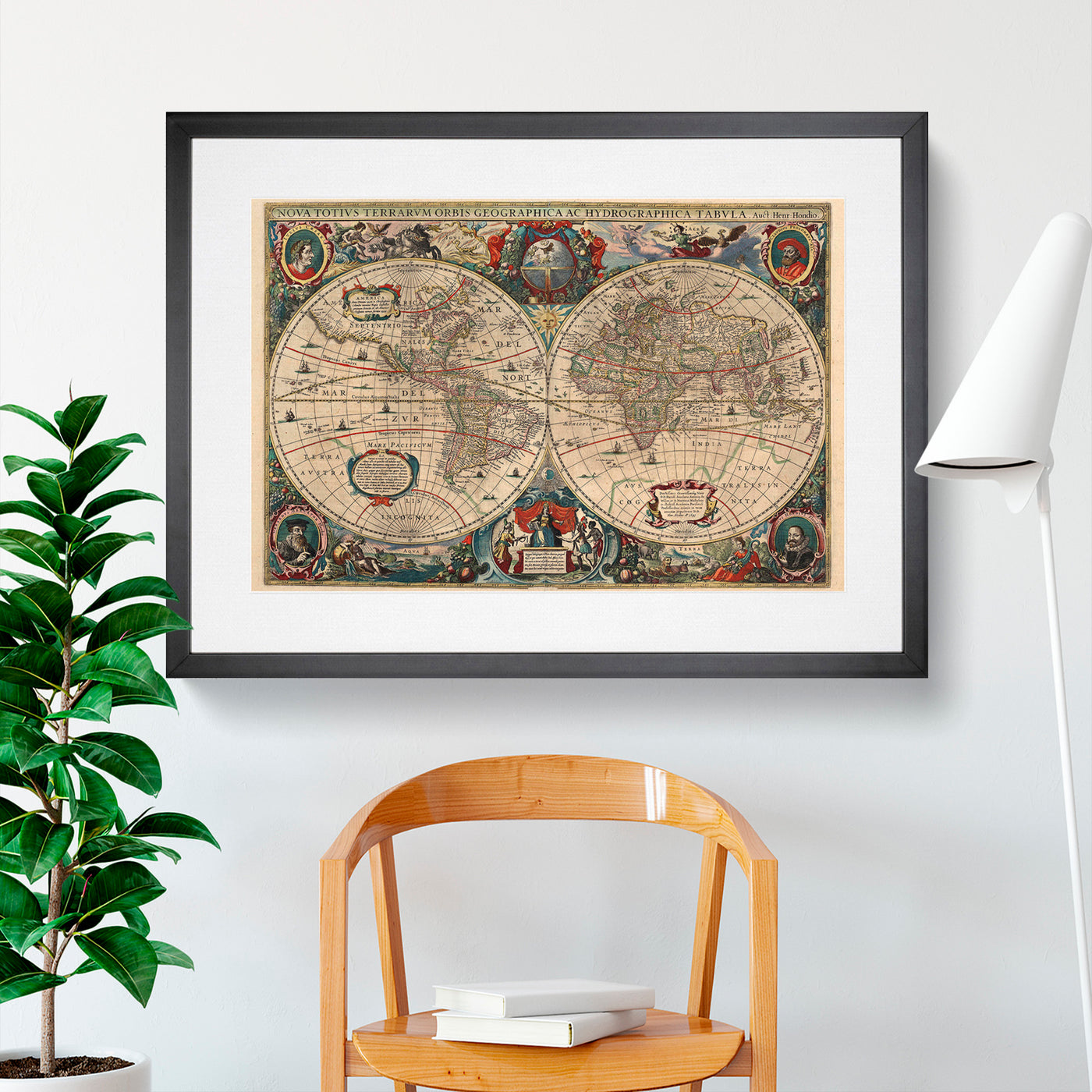 Vintage World Map Vol.1 By Henricus Hondius Ii